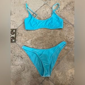 Triangl Velvet Aqua Blue Two Piece Swimsuit (Size Medium)